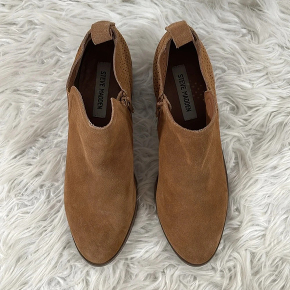 Steve Madden Ruebey Suede Light Brown Leather Booties Boots Heels Shoes Size 9.5 - Picture 3 of 14
